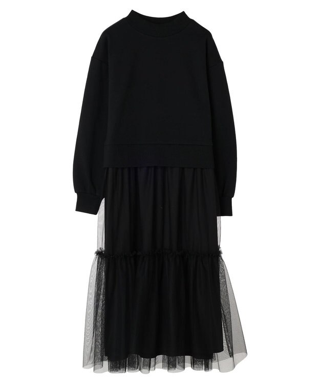 Green Parks ・ＳＵＧＡＲ　ＳＰＯＯＮ　チュールドッキングワンピース Black