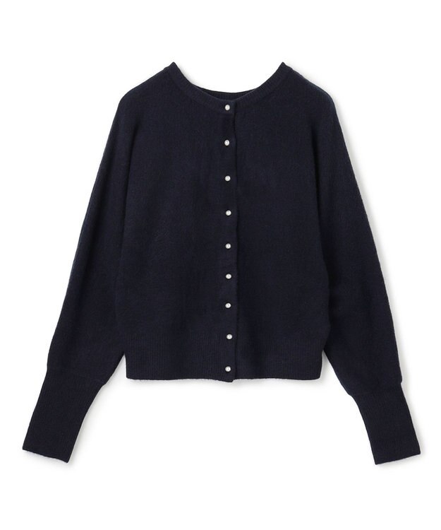 UNFILO 【前後着用 可能】ふわふわニット 2WAY パールボタンカーディガン ダークネイビー