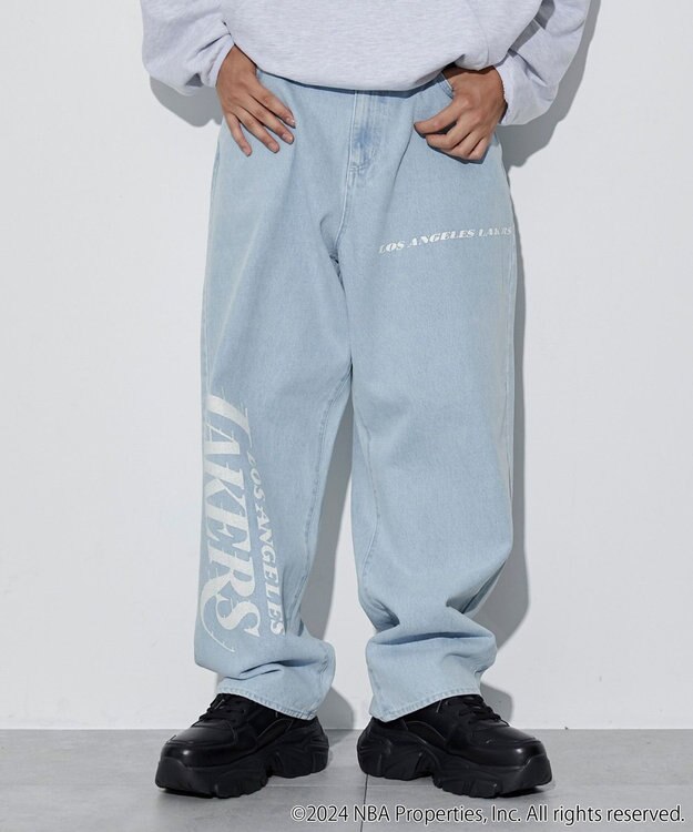 WEGO 【ユニセックス着用ITEM】別注NBAデニムパンツ デニム淡色