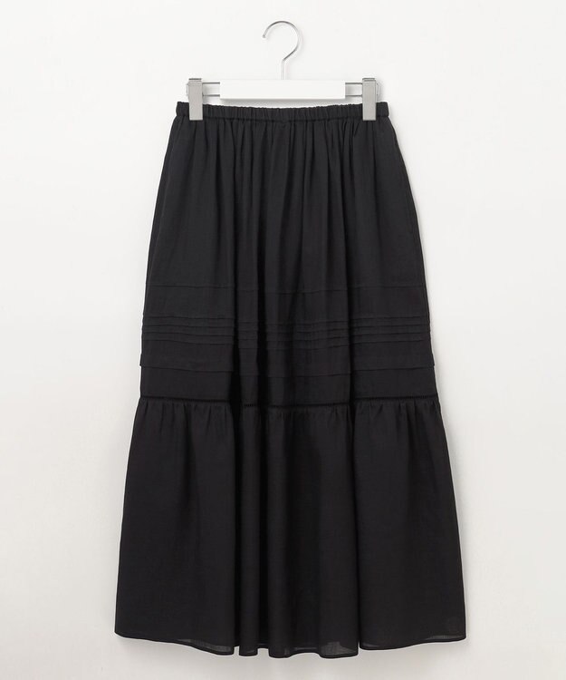 23区 【洗える】ブロドリーダンテル ティアードスカート ブラック系