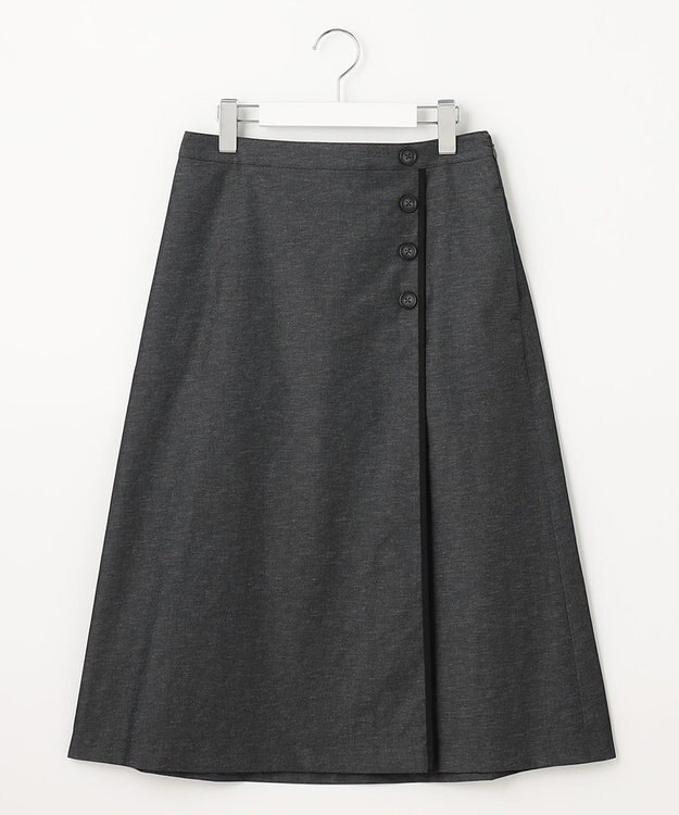 J.PRESS LADIES 【洗える・吸水速乾・接触冷感】リネンツイル スカート ブラック系