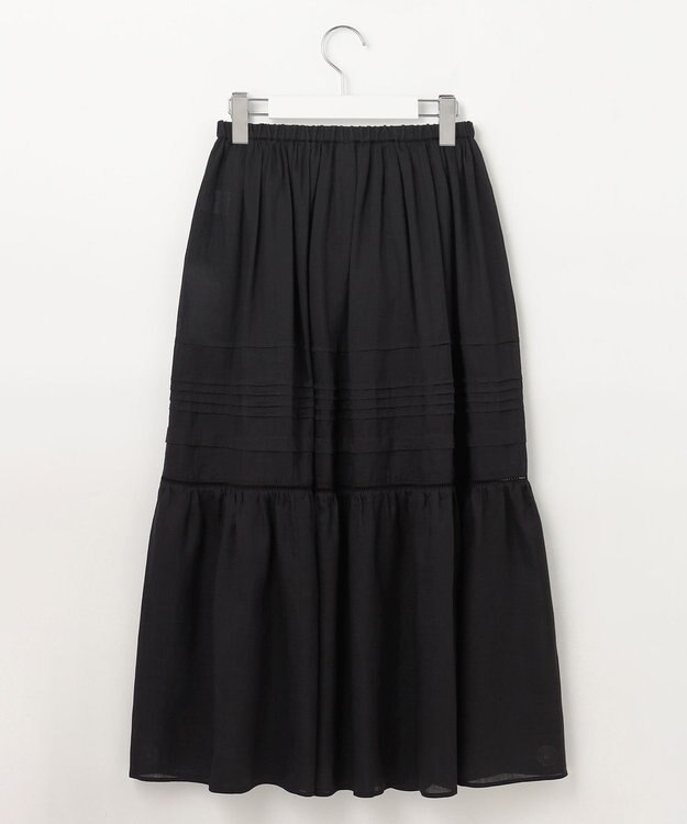 23区 【洗える】ブロドリーダンテル ティアードスカート ブラック系