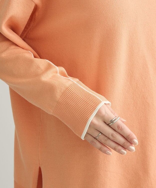 Green Parks アンチピリングライン入りニットプルオーバー Orange