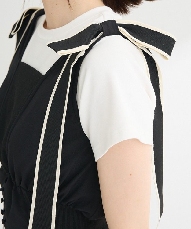 Green Parks ・ｓｗｉｎｇ　ｂｙ　ショルダーリボンノースリーブ Black