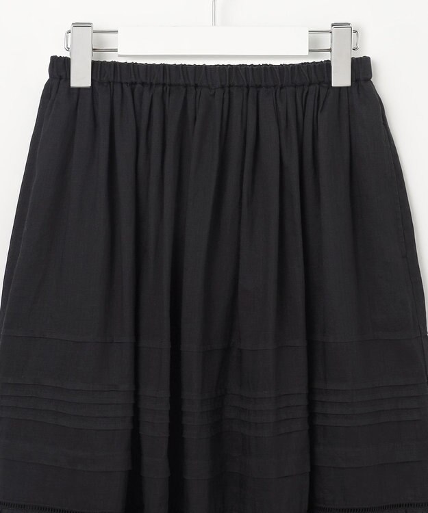 23区 【洗える】ブロドリーダンテル ティアードスカート ブラック系