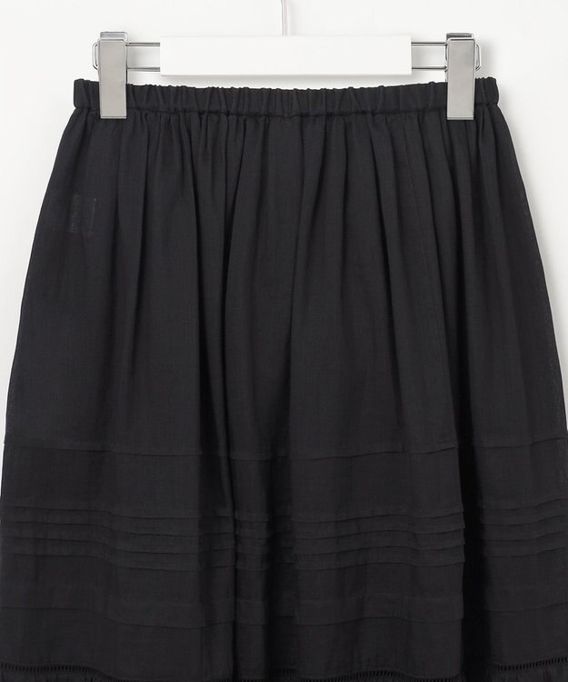 23区 【洗える】ブロドリーダンテル ティアードスカート ブラック系