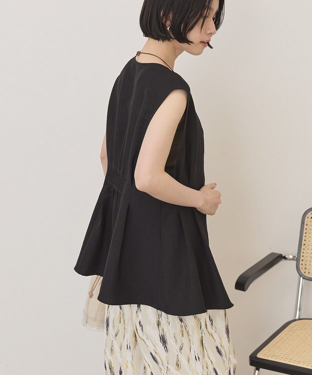 AMERICAN HOLIC 【イージーケア】リネンライクペプラムベスト Black