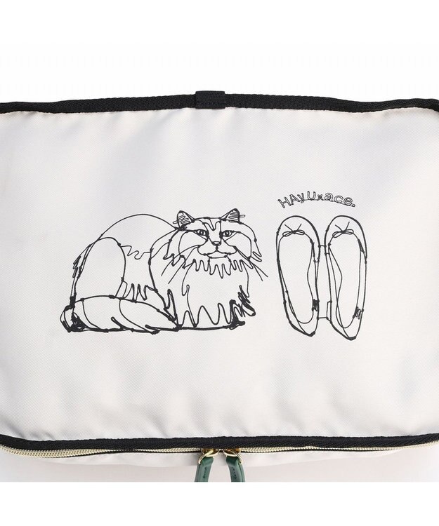 ACE BAGS & LUGGAGE HAyU × ace. トラベルポーチ Mサイズ 猫柄 17822 アイボリー