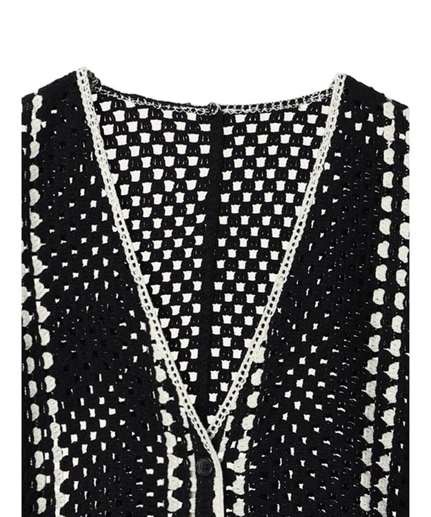 AMERICAN HOLIC クロシェ半袖カーディガン Black