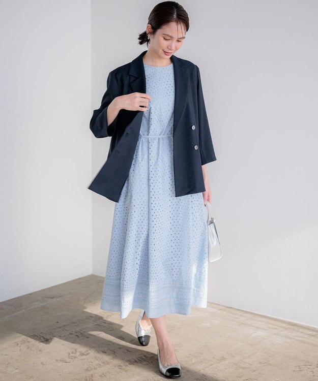 組曲 ライトリネンライク ジャケット ネイビー系