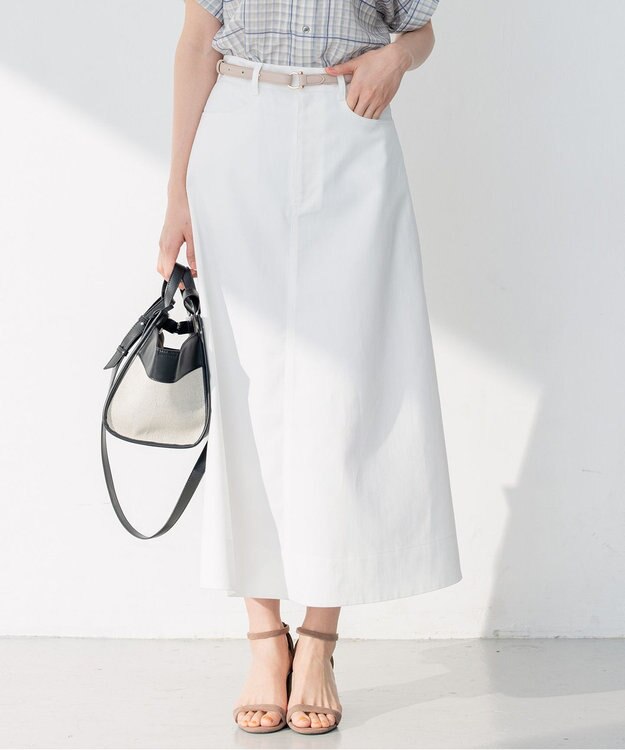 組曲 【洗える】デニムライクギャバ スカート アイボリー系