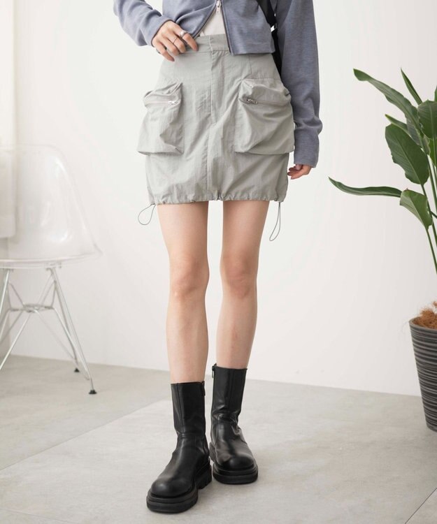 WEGO ナイロンカーゴミニスカパン グレー