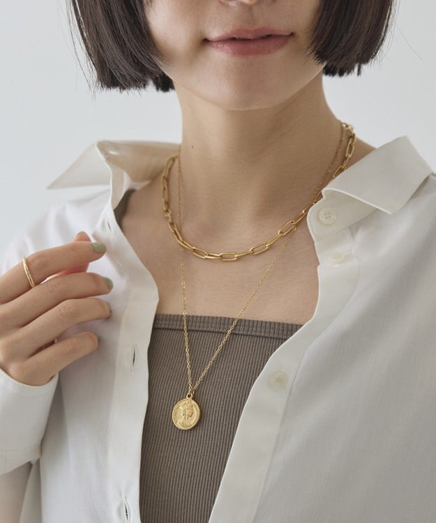 AMERICAN HOLIC 【ステンレス】コイン2連ネックレス Gold