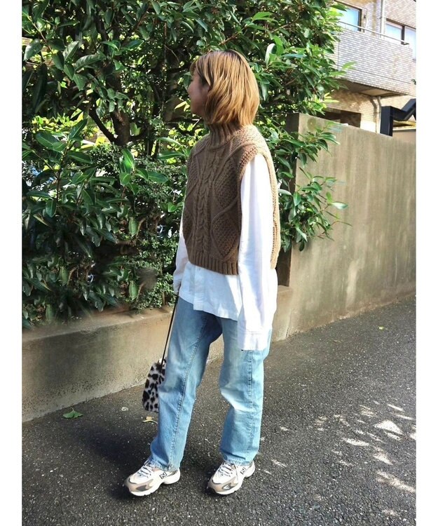 Green Parks ケーブルニットベスト Beige