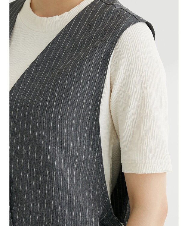 Green Parks アソート柄薄手ベスト Stripe Gray