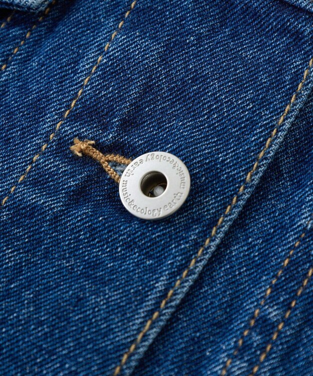 earth music&ecology ノーカラーデニムジャケット Indigo