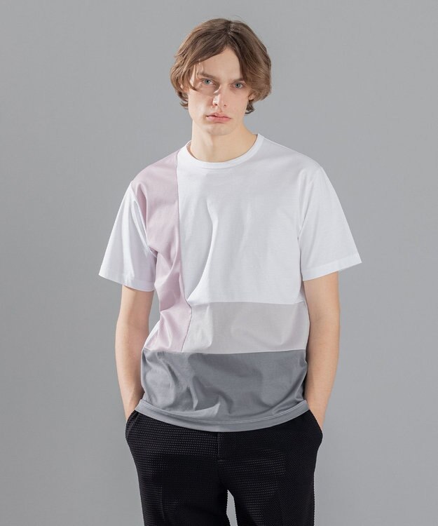 JOSEPH HOMME カラーコットンブロック クルーネックＴシャツ ホワイト系3