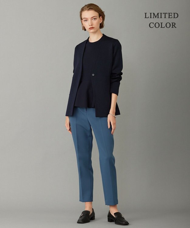 ICB 【洗える】シンセティックヤーン ペプラムニット ネイビー系［WEB限定］