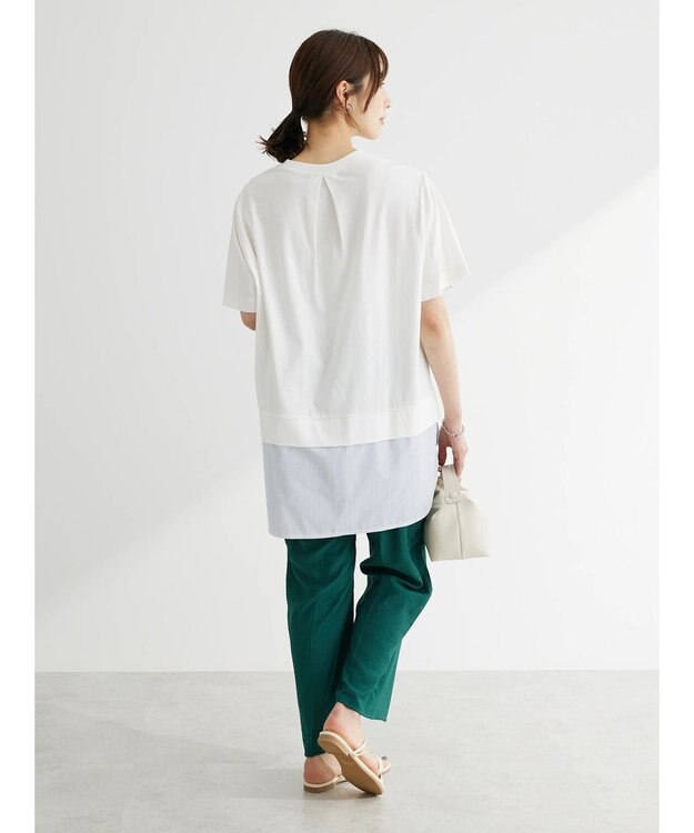 Green Parks 布帛レイヤー半袖チュニック Off White