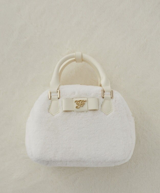 Maison de FLEUR 【限定カラーあり】フェイクファーラウンドバッグ White