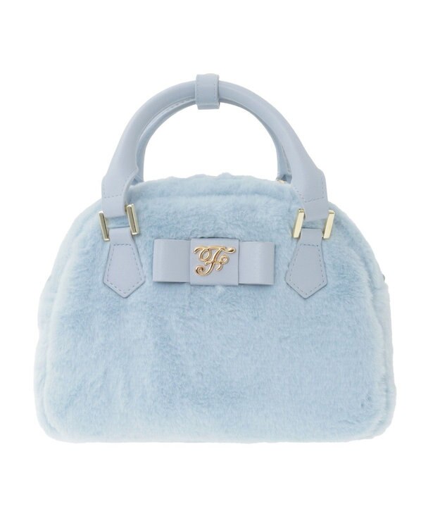 Maison de FLEUR 【限定カラーあり】フェイクファーラウンドバッグ Blue