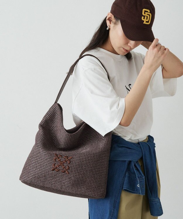 russet ナイロンラフィアワンショルダーバッグ(CE-1714) D.Brown