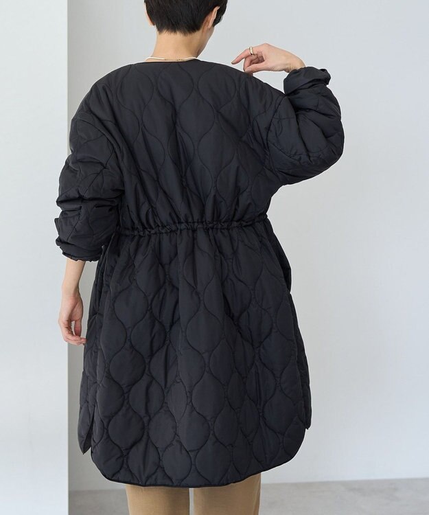 AMERICAN HOLIC 軽ポカノーカラーキルティングロングコート Black