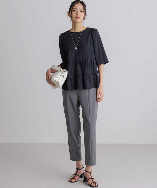 組曲 バウンディングシャーティング ブラウス ネイビー系