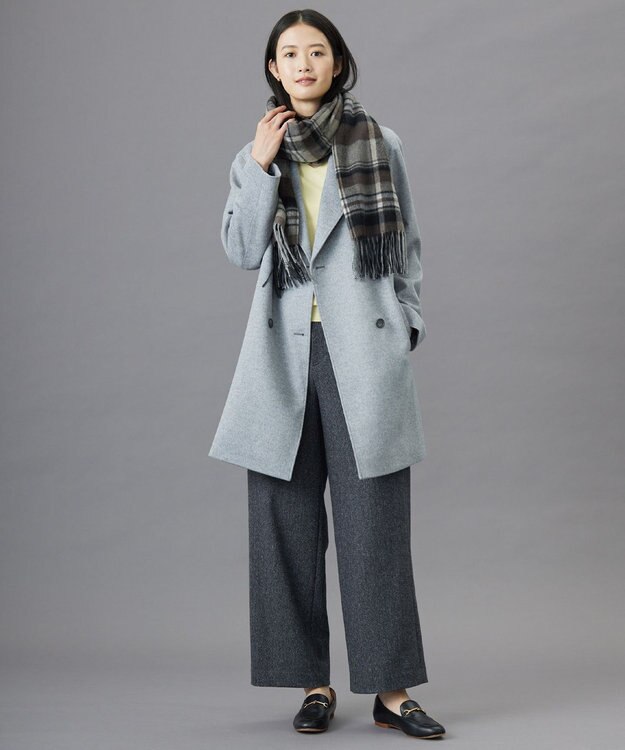 J.PRESS LADIES 【洗える】カシミヤチェック ストール ベージュ系3