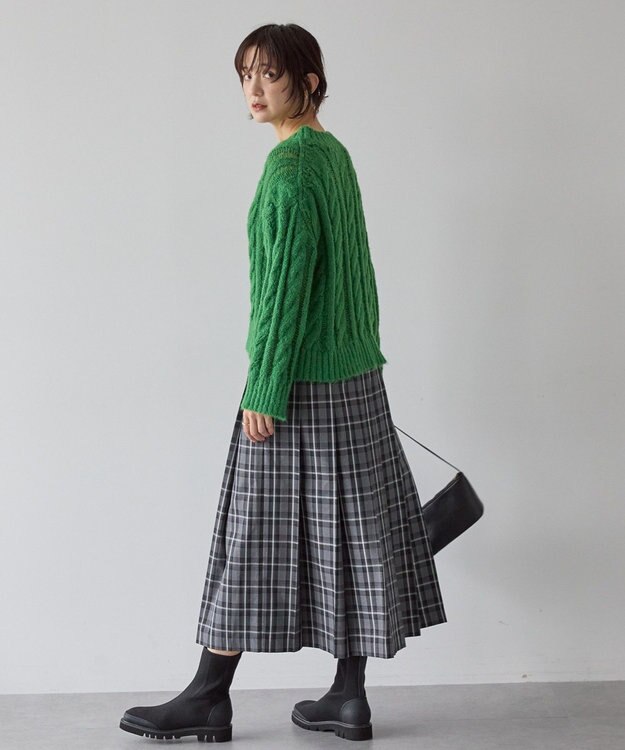 AMERICAN HOLIC 透かしケーブルニットプルオーバー Green