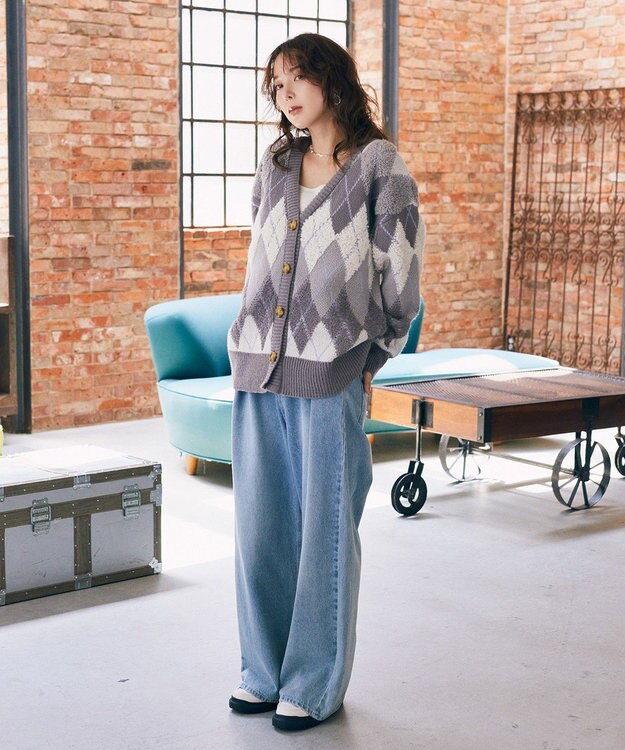 earth music&ecology タックホックデニムパンツ Light Indigo