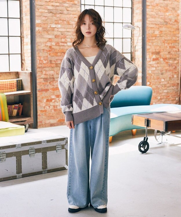 earth music&ecology タックホックデニムパンツ Light Indigo