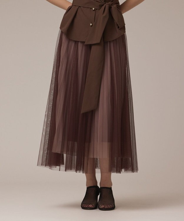 GRACE CONTINENTAL チュールリバーシブルスカート ブラウン