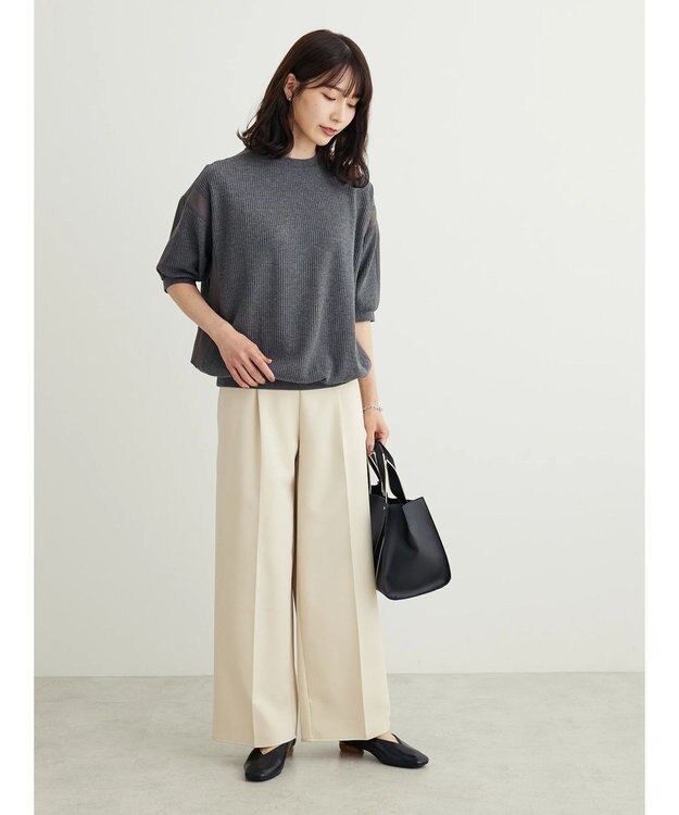 Green Parks ワッフル布帛ドッキングプルオーバー２ Gray Mixture