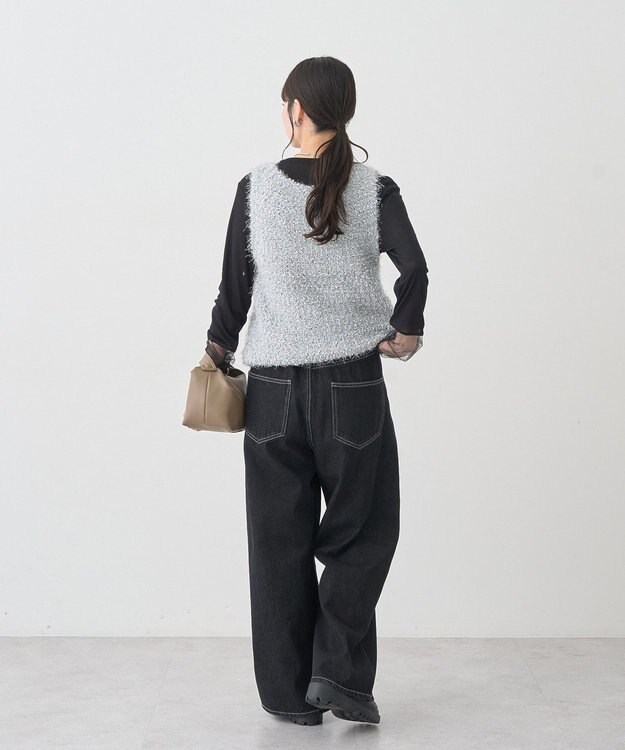 earth music&ecology タックホックデニムパンツ Black