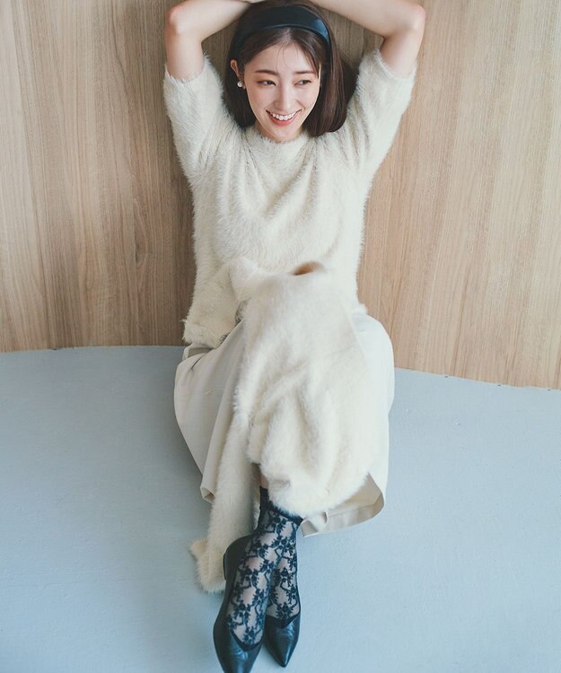 組曲 T/Rツイルストレッチ フレアパンツ アイボリー系