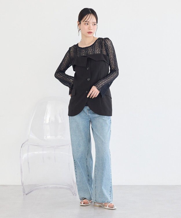 earth music&ecology レースプルオーバー Black