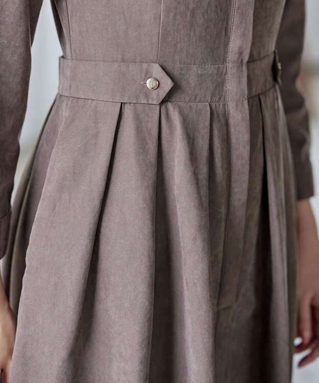 Tiaclasse 【新色追加・洗える】ピーチスキンバンドカラーワンピース モカ