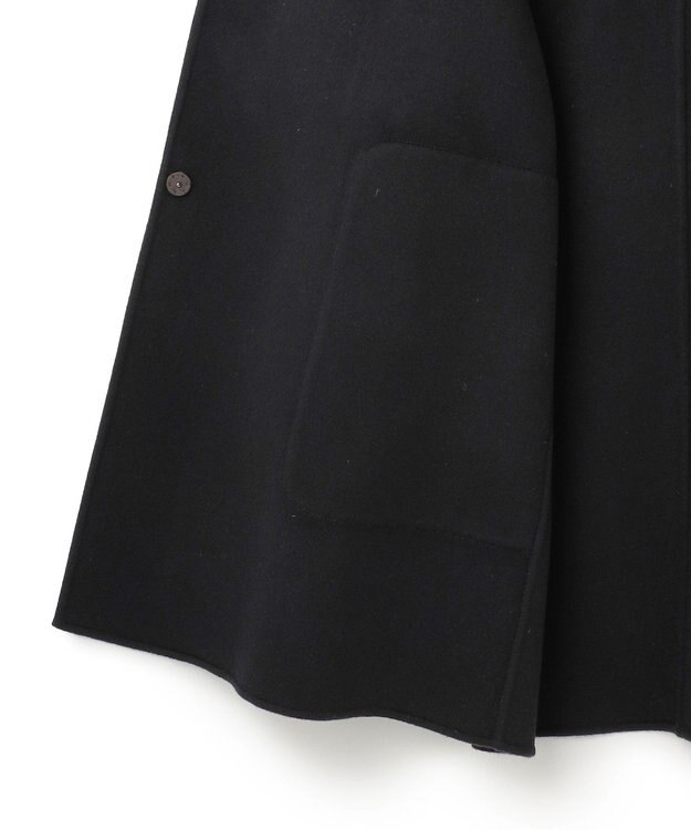 ICB ウールリバー ストール付きノーカラーコート バーントブラウン×ブラック系