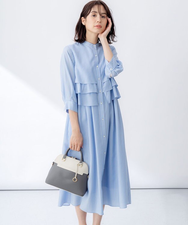 組曲 L リヨセルシャーティング ワンピース サックスブルーストライプ系1