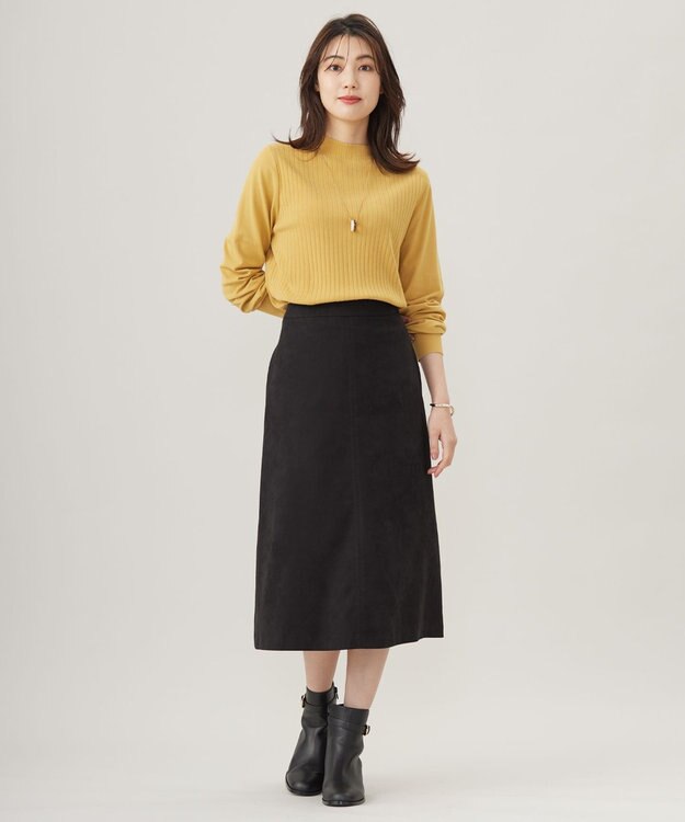 J.PRESS LADIES L 【洗える】シルセームスエード スカート ブラック系