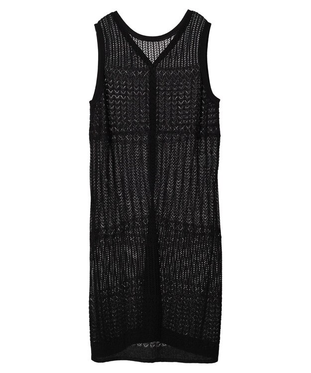 Green Parks すかし柄ロングベスト Black