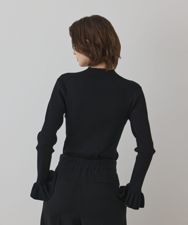 GRACE CONTINENTAL ラメリブニットトップ ブラック