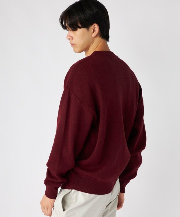 OP／FILA 【ocean pacific】サガラ刺しゅうロゴクルーニット/メンズ ワインレッド