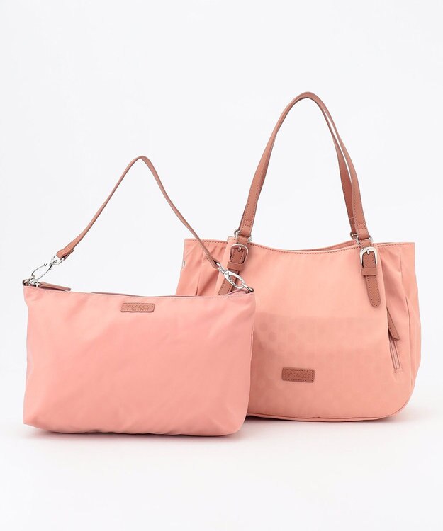 Y'SACCS ポーチ付きドットジャカードトート ピンクベージュ