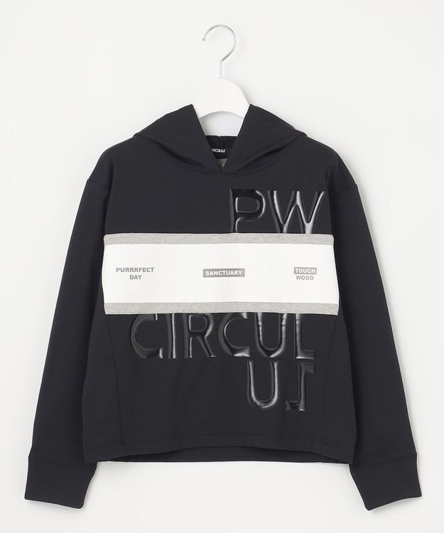 PW CIRCULUS 【WOMEN】【洗える/軽量】裏毛 ロゴ フーデッド プルオーバー ゴルフウェア レディース ブラック