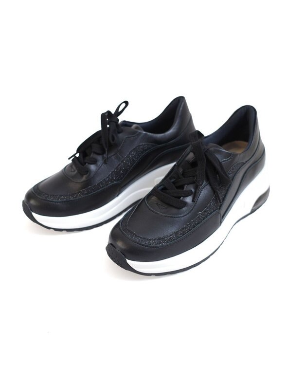 Pointer 日本製 本革厚底スニーカー ブラック