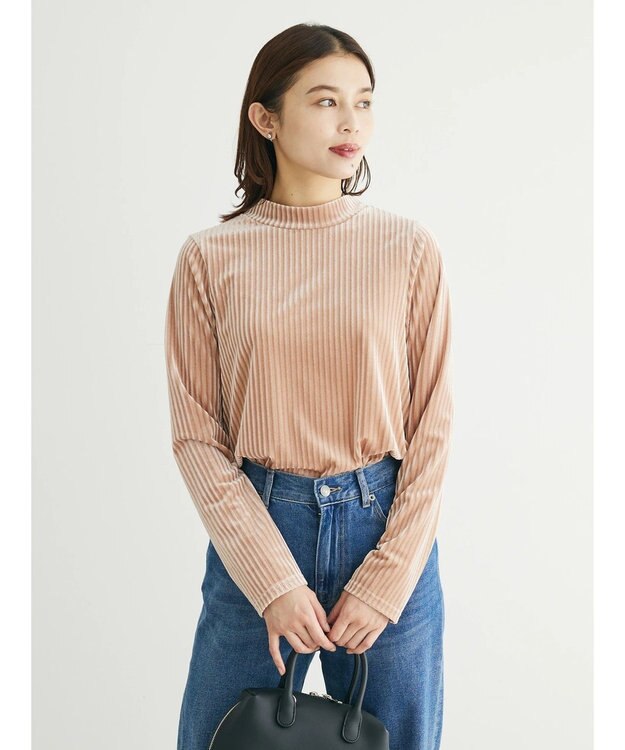 Green Parks ・ＳＵＧＡＲ　ＳＰＯＯＮ　ベロアストライプハイネック Light Pink