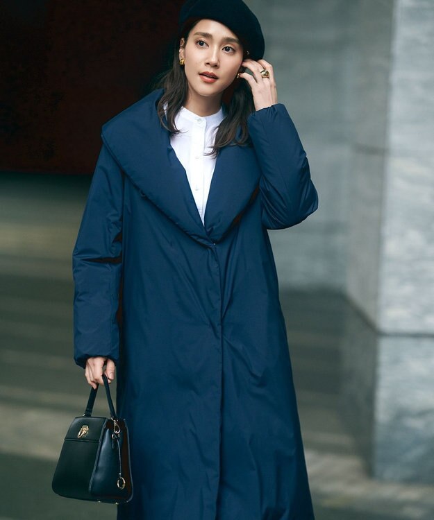 ICB ADSダウン ショールカラーコート ネイビー系