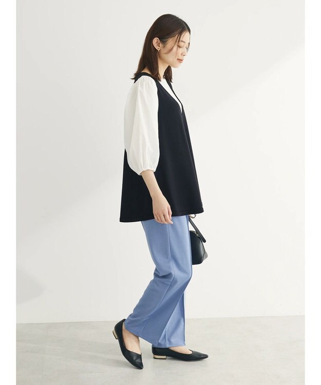 Green Parks ベスト風ドッキングニットプルオーバー Black